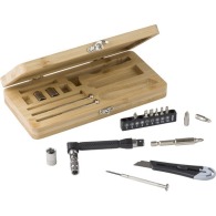 Caja de herramientas de bambú Elmar de 27 piezas