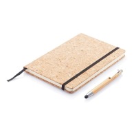 Cuaderno de corcho con bolígrafo de bambú