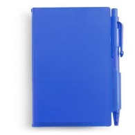 Cuaderno translúcido con bolígrafo y bloc de notas