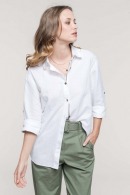 Camisa de lino y algodón de manga larga para mujer - Kariban