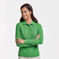 ESTRELLA WOMAN L/S - Polo de manga larga, cuello y puños de canalé 1x1, tapeta de 3 botones