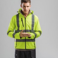 THC ZAGREB WORK. Softshell técnico de alta visibilidad para hombre con capucha desmontable.