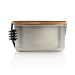 Fiambrera de acero con tapa y cuchara de bambú, caja de almuerzo publicidad